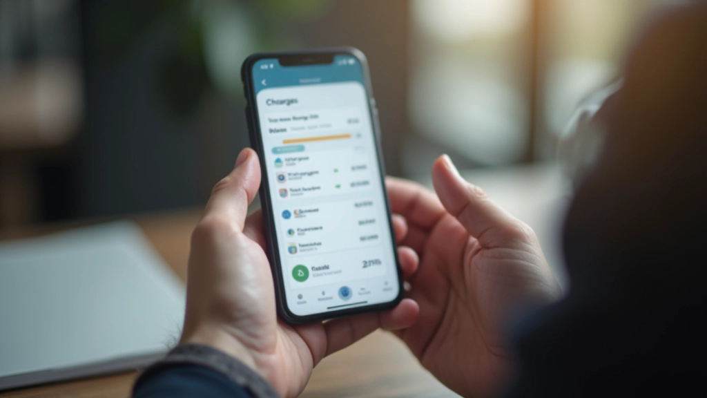 Išmanus telefonas su mobiliąja bankininkystės programa atidarytas, rodant sąskaitos išlaidų istoriją